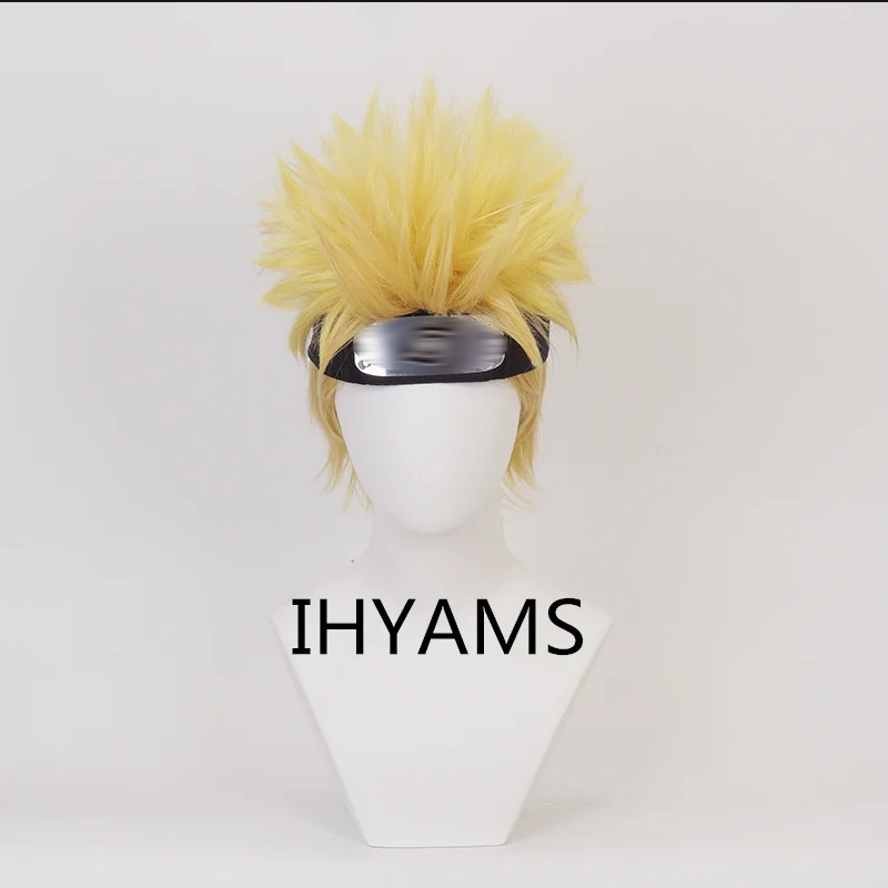 Men'S Yellow Accessories - 우즈마키 코스프레 가발, 짧은 금색 노란색,