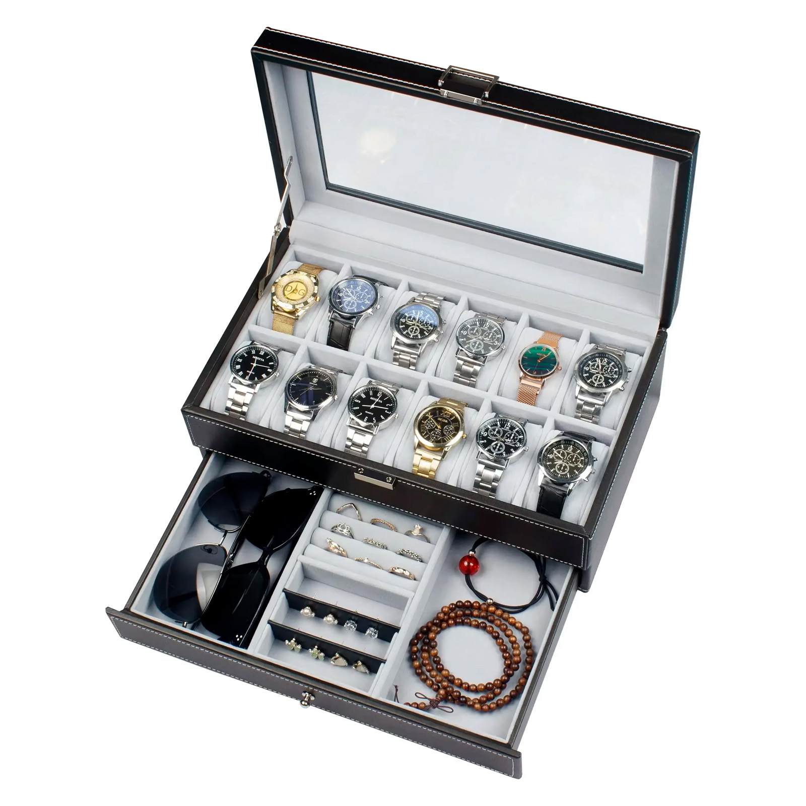 Men Accessories Organiser - 새로운 12 슬롯 가죽 잠금식 시계
