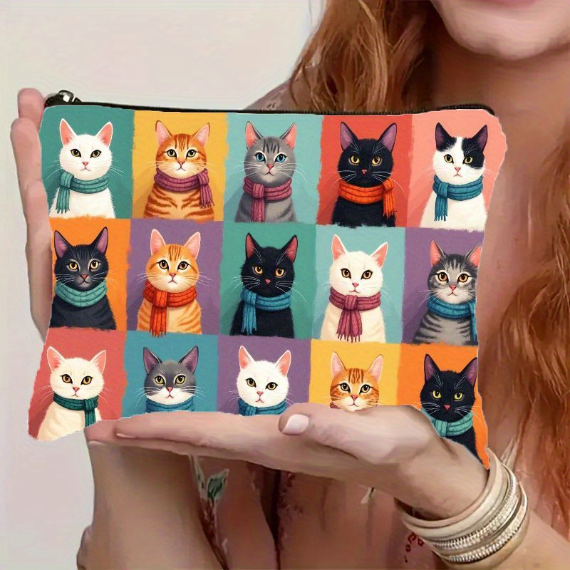 Travel Organizer Men - 귀여운 고양이 프린트 메이크업 가방, 지퍼