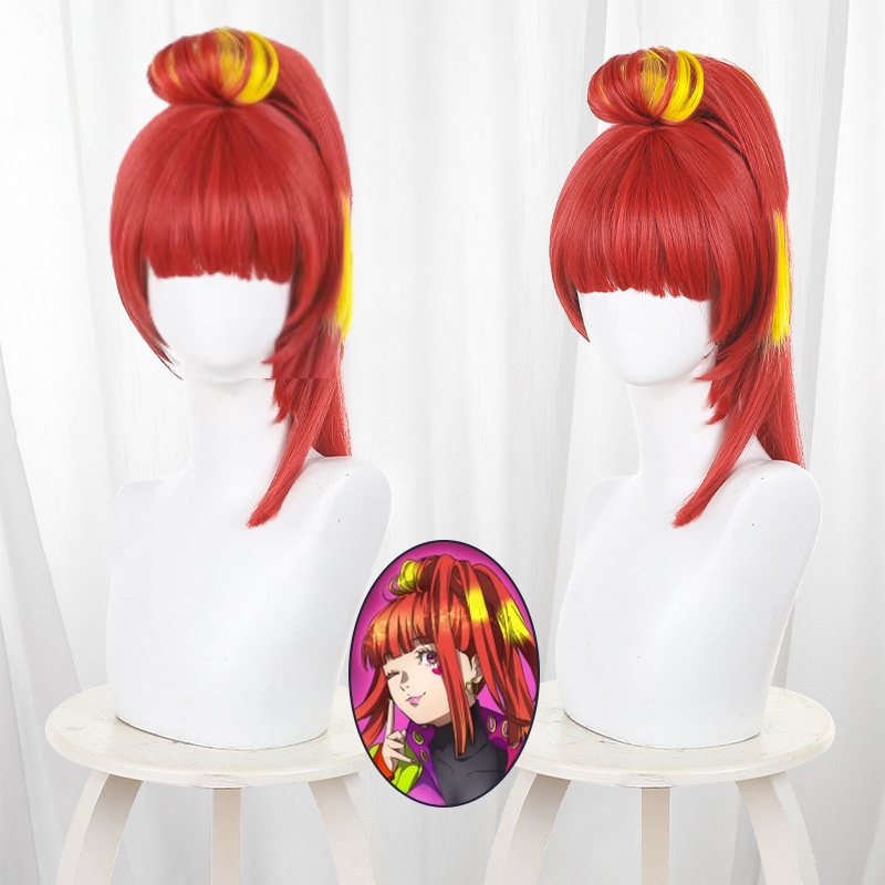 Anime Gnosia SQ 코스프레 가발 밝은 빨간색 - Men'S Yellow Accessories 리뷰 및 가격