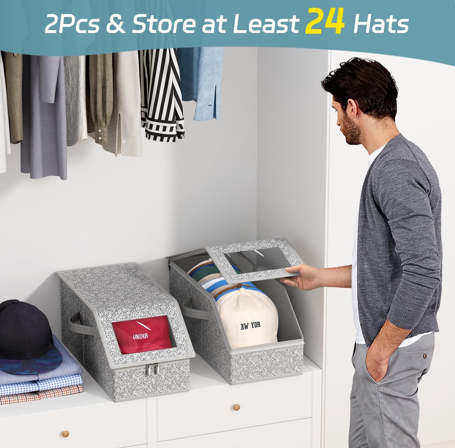 AOODA 2개 세트 쌓을 수 있는 야구 모자 보관함, - Men Accessories Organiser 리뷰 및 가격