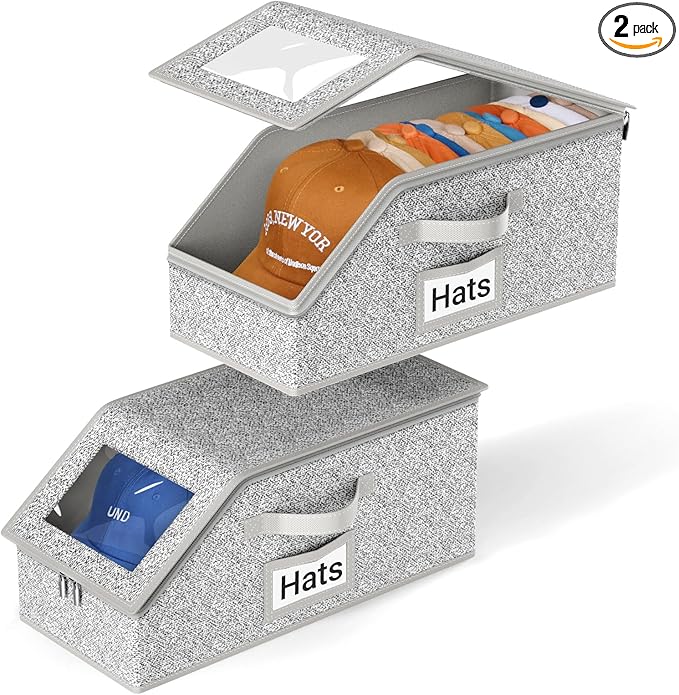 AOODA 2개 세트 쌓을 수 있는 야구 모자 보관함, - Men Accessories Organiser 리뷰 및 가격