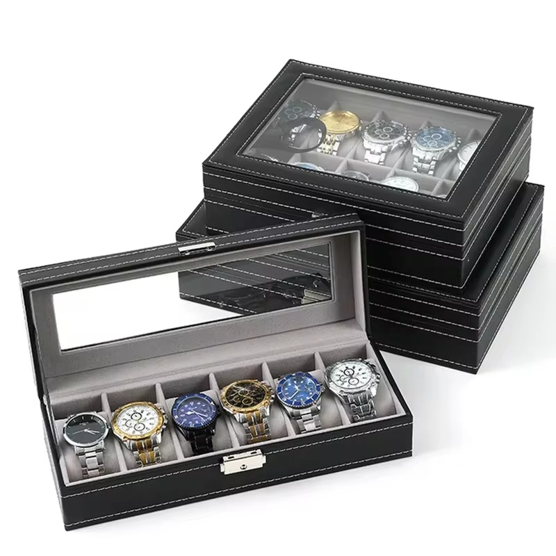 유리 뚜껑이 있는 PU 가죽 디스플레이 박스, 남성용  - Men Accessories Organiser 리뷰 및 가격